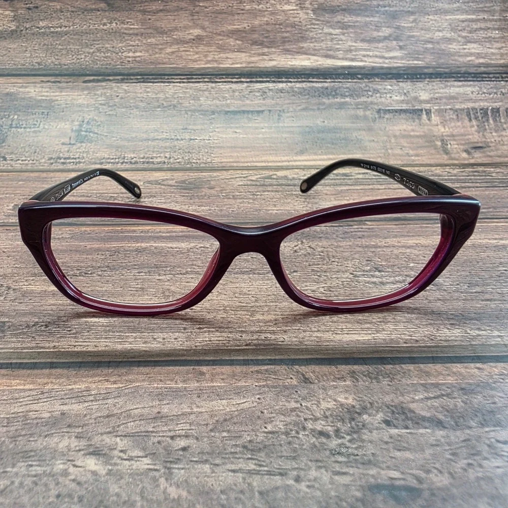 Tiffany & Co TF 2114 8173 Plum Black Cat Eye Eyeglasses Frames Italy 53-16-140